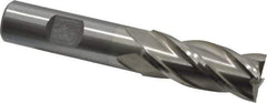 Interstate - 11/16", 1-5/8" LOC, 5/8" Shank Diam, 3-3/4" OAL, 4 Flute, Cobalt Square End Mill - Single End, Uncoated, Spiral Flute, 30° Helix, Centercutting, Right Hand Cut, Right Hand Flute - Exact Tool & Supply