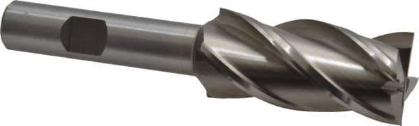 Interstate - 7/8", 1-7/8" LOC, 1/2" Shank Diam, 4" OAL, 4 Flute, Cobalt Square End Mill - Single End, Uncoated, Spiral Flute, 30° Helix, Centercutting, Right Hand Cut, Right Hand Flute - Exact Tool & Supply