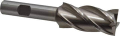 Interstate - 7/8", 1-7/8" LOC, 1/2" Shank Diam, 4" OAL, 4 Flute, Cobalt Square End Mill - Single End, Uncoated, Spiral Flute, 30° Helix, Centercutting, Right Hand Cut, Right Hand Flute - Exact Tool & Supply