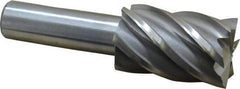 Interstate - 1-5/16", 2" LOC, 3/4" Shank Diam, 4-3/8" OAL, 6 Flute, Cobalt Square End Mill - Single End, Uncoated, Spiral Flute, 30° Helix, Centercutting, Right Hand Cut, Right Hand Flute - Exact Tool & Supply