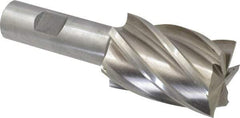 Interstate - 1-3/8", 2" LOC, 3/4" Shank Diam, 4-3/8" OAL, 6 Flute, Cobalt Square End Mill - Single End, Uncoated, Spiral Flute, 30° Helix, Centercutting, Right Hand Cut, Right Hand Flute - Exact Tool & Supply