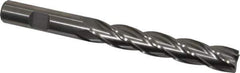 Interstate - 1/2", 3" LOC, 1/2" Shank Diam, 5" OAL, 4 Flute, Cobalt Square End Mill - Single End, Uncoated, Spiral Flute, 30° Helix, Centercutting, Right Hand Cut, Right Hand Flute - Exact Tool & Supply