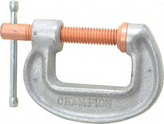Made in USA - Light-Duty 1-1/2" Max Opening, 1-1/4" Throat Depth, Aluminum Alloy Standard C-Clamp - 850 Lb Capacity, 0" Min Opening, Standard Throat Depth - Exact Tool & Supply