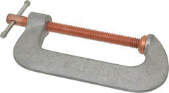 Made in USA - Light-Duty 4" Max Opening, 2" Throat Depth, Aluminum Alloy Standard C-Clamp - 1,500 Lb Capacity, 0" Min Opening, Standard Throat Depth - Exact Tool & Supply