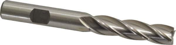 Interstate - 3/8", 1-1/2" LOC, 3/8" Shank Diam, 3-1/4" OAL, 4 Flute, High Speed Steel Square End Mill - Single End, Uncoated, Spiral Flute, 30° Helix, Centercutting, Right Hand Cut, Right Hand Flute - Exact Tool & Supply