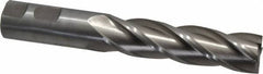 Interstate - 7/8", 3-1/2" LOC, 7/8" Shank Diam, 5-3/4" OAL, 4 Flute, High Speed Steel Square End Mill - Single End, Uncoated, Spiral Flute, 30° Helix, Centercutting, Right Hand Cut, Right Hand Flute - Exact Tool & Supply