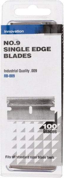 PHC - 100 Piece Steel Single Edge Blade - 1-1/2" OAL, 0.009" Blade Thickness - Exact Tool & Supply