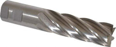 Interstate - 1-1/4", 4" LOC, 1-1/4" Shank Diam, 6-1/2" OAL, 6 Flute, High Speed Steel Square End Mill - Single End, Uncoated, Spiral Flute, 30° Helix, Centercutting, Right Hand Cut, Right Hand Flute - Exact Tool & Supply