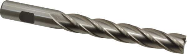 Interstate - 5/8", 4" LOC, 5/8" Shank Diam, 6-1/8" OAL, 4 Flute, High Speed Steel Square End Mill - Single End, Uncoated, Spiral Flute, 30° Helix, Centercutting, Right Hand Cut, Right Hand Flute - Exact Tool & Supply