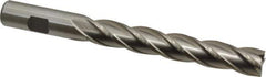 Interstate - 5/8", 4" LOC, 5/8" Shank Diam, 6-1/8" OAL, 4 Flute, High Speed Steel Square End Mill - Single End, Uncoated, Spiral Flute, 30° Helix, Centercutting, Right Hand Cut, Right Hand Flute - Exact Tool & Supply