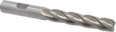 Interstate - 1/2" Diam, Coarse Pitch, 2-1/2" LOC, 4 Flute Cobalt Roughing Square End Mill - Uncoated, 4-1/2" OAL, 1/2" Shank Diam, Single End, Centercutting - Exact Tool & Supply
