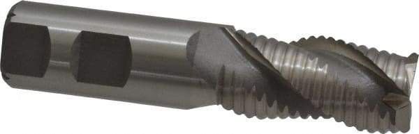 Interstate - 1" Diam, Coarse Pitch, 2" LOC, 3 Flute Cobalt Roughing Square End Mill - Uncoated, 4-1/2" OAL, 1" Shank Diam, Single End, Centercutting - Exact Tool & Supply