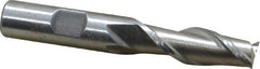 Interstate - 1/2", 1-1/4" LOC, 1/2" Shank Diam, 3-1/4" OAL, 2 Flute, High Speed Steel Square End Mill - Single End, Uncoated, Spiral Flute, Centercutting, Right Hand Cut, Right Hand Flute - Exact Tool & Supply