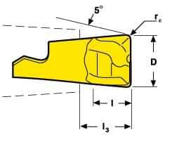 Seco - MM10 MD04 Grade F30M Carbide End Milling Tip Insert - TiAlN/TiN Finish, 2 Flutes, 0.394" Cutting Diam, 0.279" Depth of Cut, 0.334" Extension, 0.039" Cnr Rad - Exact Tool & Supply