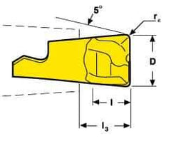 Seco - MM10 MD04 Grade F30M Carbide End Milling Tip Insert - TiAlN/TiN Finish, 2 Flutes, 0.394" Cutting Diam, 0.279" Depth of Cut, 0.334" Extension, 0.039" Cnr Rad - Exact Tool & Supply