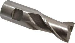 Interstate - 1-1/4", 2" LOC, 1-1/4" Shank Diam, 4-1/2" OAL, 2 Flute, High Speed Steel Square End Mill - Single End, Uncoated, Spiral Flute, Centercutting, Right Hand Cut, Right Hand Flute - Exact Tool & Supply