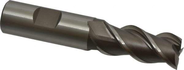 Interstate - 3/4" Diam, 1-5/8" LOC, 3 Flute Cobalt Roughing & Finishing Square End Mill - Uncoated, 3-7/8" OAL, 3/4" Shank Diam, Straight Shank, 45° Helix, Centercutting - Exact Tool & Supply