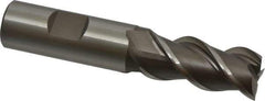 Interstate - 3/4" Diam, 1-5/8" LOC, 3 Flute Cobalt Roughing & Finishing Square End Mill - Uncoated, 3-7/8" OAL, 3/4" Shank Diam, Straight Shank, 45° Helix, Centercutting - Exact Tool & Supply