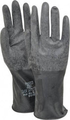 North - Size M (8), 14" Long, 17 mil Thick, Butyl Chemical Resistant Gloves - Textured Finish, Rolled Cuff, Black - Exact Tool & Supply
