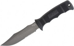 SOG Specialty Knives - 4-3/4" Long Blade, Powder-Coated Stainless Steel, Serrated, Survival Knife - 9" OAL, Glass-Reinforced Zytel Handle, Includes Nylon Sheath - Exact Tool & Supply
