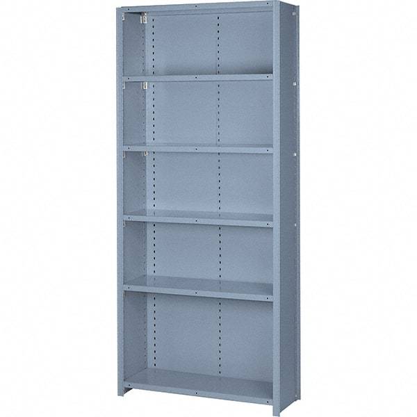 Lyon - 6 Shelf, 600 Lb. Capacity, Closed Shelving Starter Unit - 36 Inch Wide x 12 Inch Deep x 84 Inch High, Gray - Exact Tool & Supply