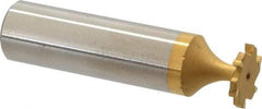 Made in USA - 1/2" Diam x 1/16" Face Width, Carbide-Tipped, 6 Teeth, Shank Connection Woodruff Keyseat Cutter - TiN Finish, 2-1/16" OAL x 1/2" Shank, Straight Teeth, ANSI 204, Old Standard 1 - Exact Tool & Supply