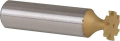 Made in USA - 1/2" Diam x 3/32" Face Width, Carbide-Tipped, 6 Teeth, Shank Connection Woodruff Keyseat Cutter - TiN Finish, 2-3/32" OAL x 1/2" Shank, Straight Teeth, ANSI 304, Old Standard 2 - Exact Tool & Supply