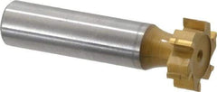 Made in USA - 3/4" Diam x 1/4" Face Width, Carbide-Tipped, 6 Teeth, Shank Connection Woodruff Keyseat Cutter - TiN Finish, 2-1/4" OAL x 1/2" Shank, Straight Teeth, ANSI 806, Old Standard 91 - Exact Tool & Supply