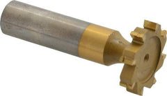 Made in USA - 1" Diam x 3/16" Face Width, Carbide-Tipped, 8 Teeth, Shank Connection Woodruff Keyseat Cutter - TiN Finish, 2-3/16" OAL x 1/2" Shank, Straight Teeth, ANSI 608, Old Standard 13 - Exact Tool & Supply