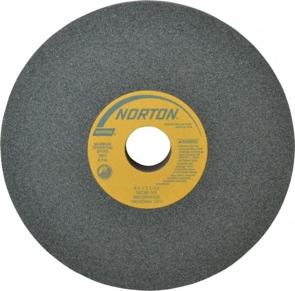 Norton - 8" Diam x 1-1/4" Hole x 1" Thick, I Hardness, 80 Grit Surface Grinding Wheel - Silicon Carbide, Type 1, Medium Grade, 3,600 Max RPM, Vitrified Bond, No Recess - Exact Tool & Supply