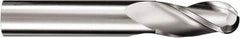 SGS - 3/4" Diam, 1" LOC, 3 Flute Solid Carbide Ball End Mill - TiB2 Finish, Single End, 6" OAL, 3/4" Shank Diam, Spiral Flute - Exact Tool & Supply