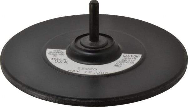 3M - 5" Diam Adhesive/PSA Disc Backing Pad - 1/4" Shank Diam, Medium Density, 6,000 RPM - Exact Tool & Supply