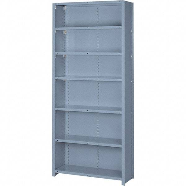 Lyon - 7 Shelf, 600 Lb. Capacity, Closed Shelving Starter Unit - 36 Inch Wide x 24 Inch Deep x 84 Inch High, Gray - Exact Tool & Supply