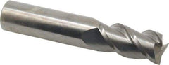 Made in USA - 3/4", 1-1/2" LOC, 3/4" Shank Diam, 4" OAL, 3 Flute, Solid Carbide Square End Mill - Single End, Uncoated, Spiral Flute, 45° Helix, Centercutting, Right Hand Cut, Right Hand Flute - Exact Tool & Supply