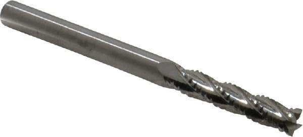 M.A. Ford - 1/4" Diam, 1-1/4" LOC, 4 Flute Solid Carbide Roughing & Finishing Square End Mill - Uncoated, 3" OAL, 1/4" Shank Diam, Straight Shank, 30° Helix, Centercutting, Extra Long Length - Exact Tool & Supply