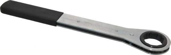 Lang - 1-1/2" 12 Point Ratcheting Box Wrench - Single End, 15-1/2" OAL, Steel, Nickel Chrome Finish - Exact Tool & Supply