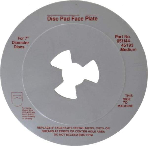 3M - 7" Max Diam, Abrasive Disc Face Plate - 5/8-11, 7,000 RPM - Exact Tool & Supply