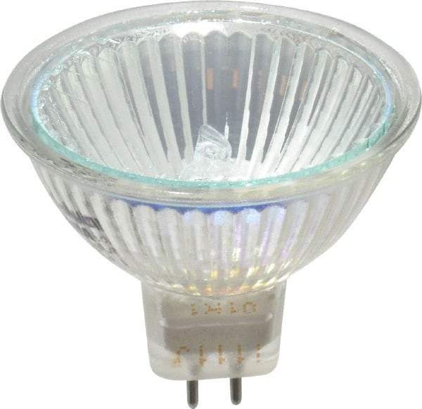 Value Collection - 50 Watt, 12 Volt, Halogen Miniature & Specialty MR16 Lamp - 2 Pin Base, 50 to 749 Equivalent Range, Warm (1,000 to 3,000), 1-7/8" OAL - Exact Tool & Supply