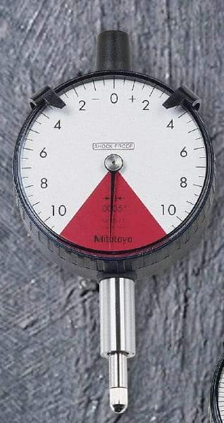 Mitutoyo - 1.6mm Range, 80-0-80 Dial Reading, 0.02mm Graduation Dial Drop Indicator - 2-1/8" Dial, 2mm Range per Revolution, 0.016mm Accuracy - Exact Tool & Supply