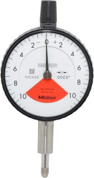 Mitutoyo - 0.02" Range, 10-0-10 Dial Reading, 0.0005" Graduation Dial Drop Indicator - 2-3/16" Dial, 0.028" Range per Revolution, 0.0005" Accuracy - Exact Tool & Supply