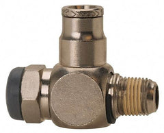 Norgren - 3/8" Tube Inlet x 1/4" NPT Outlet Tamper Resistant Flow Control Valve - 5 to 150 psi, Needle Valve & Brass Material - Exact Tool & Supply