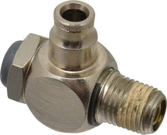 Norgren - 1/4" Tube Inlet x 1/4" NPT Outlet Tamper Resistant Flow Control Valve - 5 to 150 psi, Needle Valve & Brass Material - Exact Tool & Supply