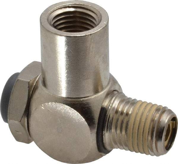Norgren - 1/4" Female NPT x 1/4" Male NPT Tamper Resistant Flow Control Valve - 5 to 150 psi, Needle Valve & Brass Material - Exact Tool & Supply