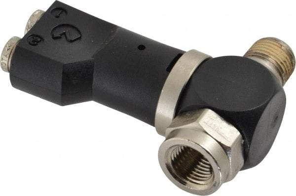 Norgren - 5/32" Tube x 1/8" NPTF Pressure Sensor Fitting Valve - 0 to 145 psi & Brass Material - Exact Tool & Supply