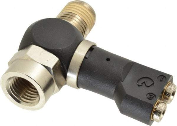 Norgren - 5/32" Tube x 1/4" NPTF Pressure Sensor Fitting Valve - 0 to 145 psi & Brass Material - Exact Tool & Supply