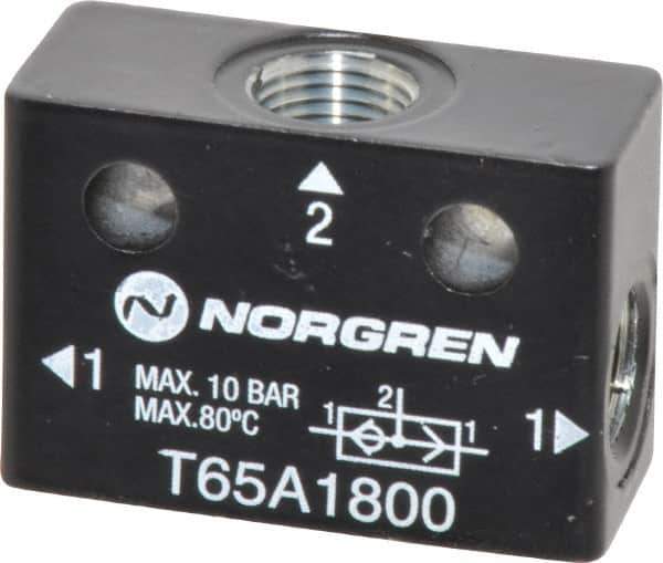 Norgren - 1/8" NPT x 1/8" NPT Shuttle Valve - 10 to 145 psi & Zinc Body - Exact Tool & Supply