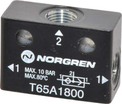 Norgren - 1/8" NPT x 1/8" NPT Shuttle Valve - 10 to 145 psi & Zinc Body - Exact Tool & Supply