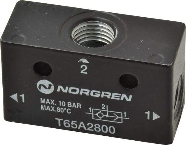 Norgren - 1/4" NPT x 1/4" NPT Shuttle Valve - 10 to 145 psi & Zinc Body - Exact Tool & Supply