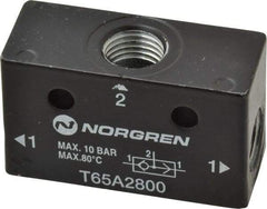 Norgren - 1/4" NPT x 1/4" NPT Shuttle Valve - 10 to 145 psi & Zinc Body - Exact Tool & Supply