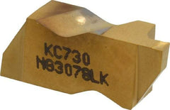 Kennametal - 3078NG K Grade KC730, 1.98mm Cutting Width Carbide Grooving Insert - 2.39mm Max Depth of Cut, Left Hand, 0.19mm Corner Radius, TiN Finish - Exact Tool & Supply